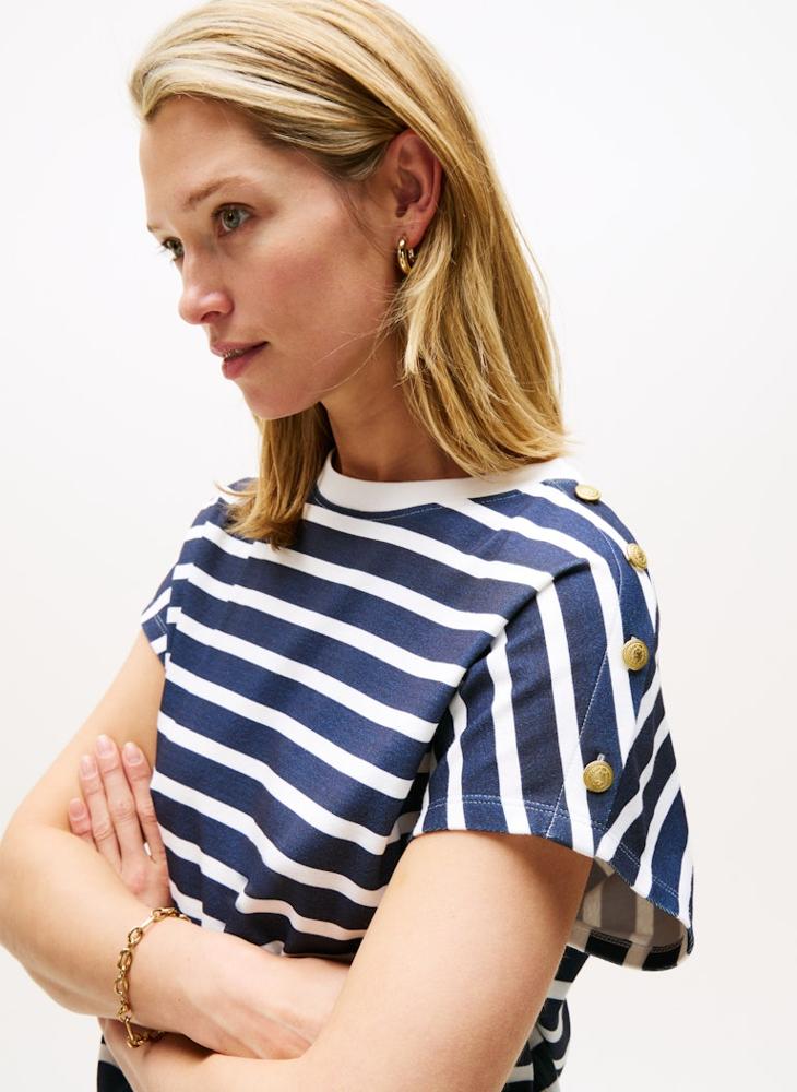 تومي هيلفيغر تيشيرت بياقة دائرية مخطط - Image 3